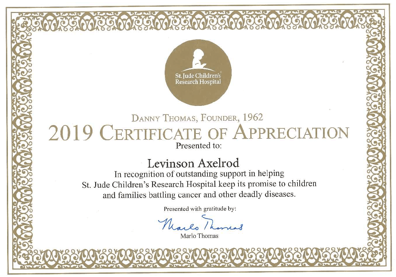 2019 Certificate of Appreciation